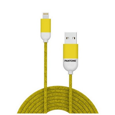 PANTONE Lightning-Kabel für iPhone – 2,4 A – 1 Meter – Gummikabel – Gelb